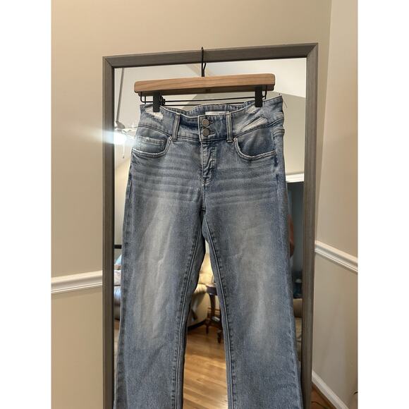 BKE Payton Straight Jeans Womens 27x27 Blue Universal Fit High Rise Distressed - Picture 3 of 7